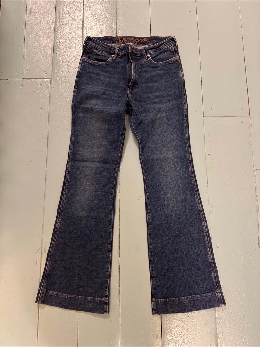 Wrangler high rise trouser Dark Blue Flare Jeans size 34